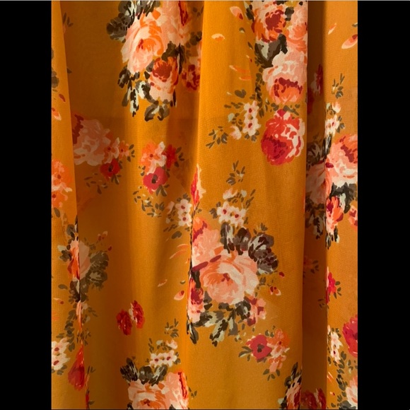 Gold and Coral Chiffon Hi-low Skirt - Picture 3 of 7